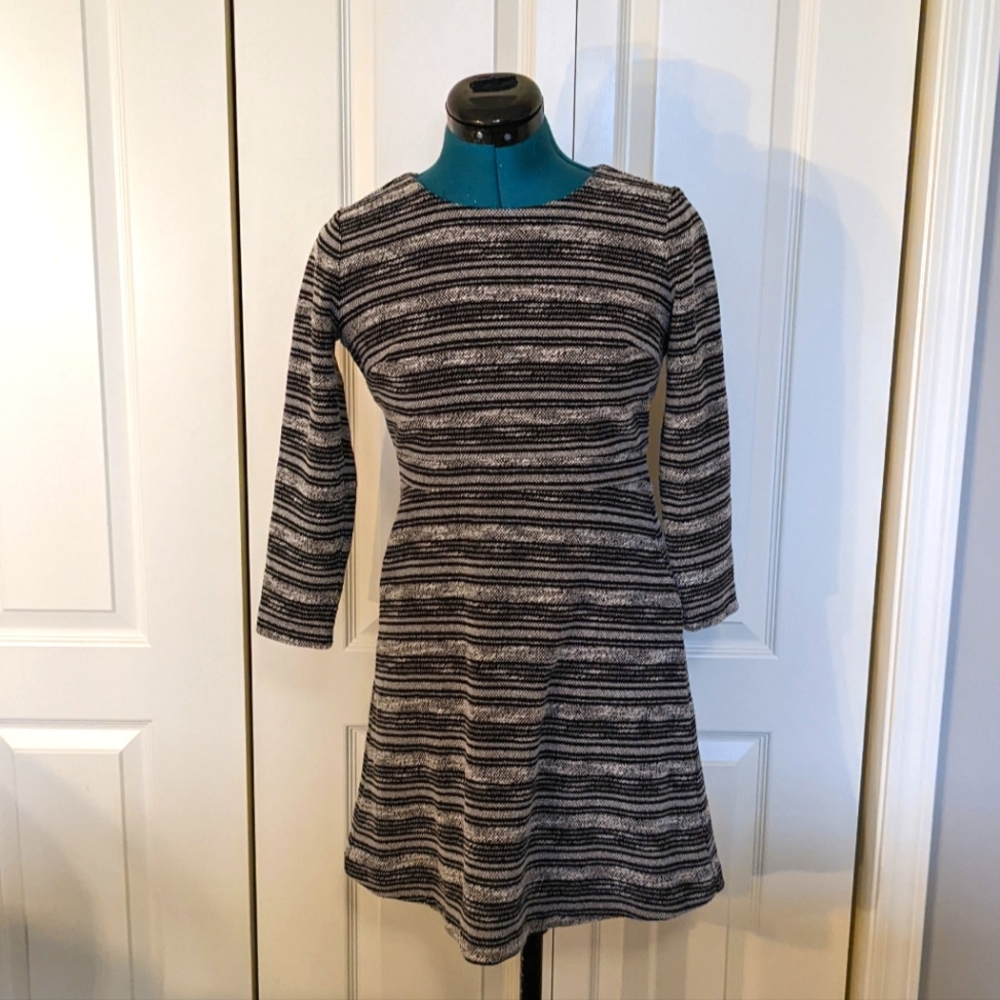 Loft Petite Long Sleeve Black&White Dress - 0P